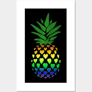 LGBT Pride Hearts Filled Pineapple Posters and Art